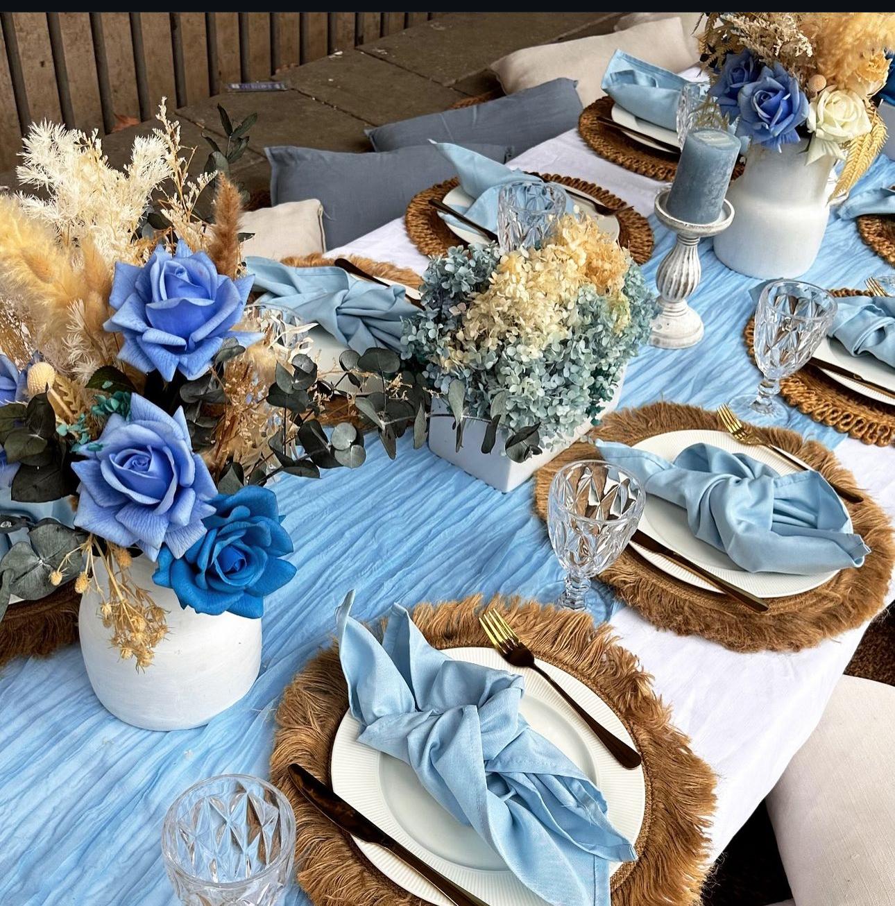 Blue themed table setting