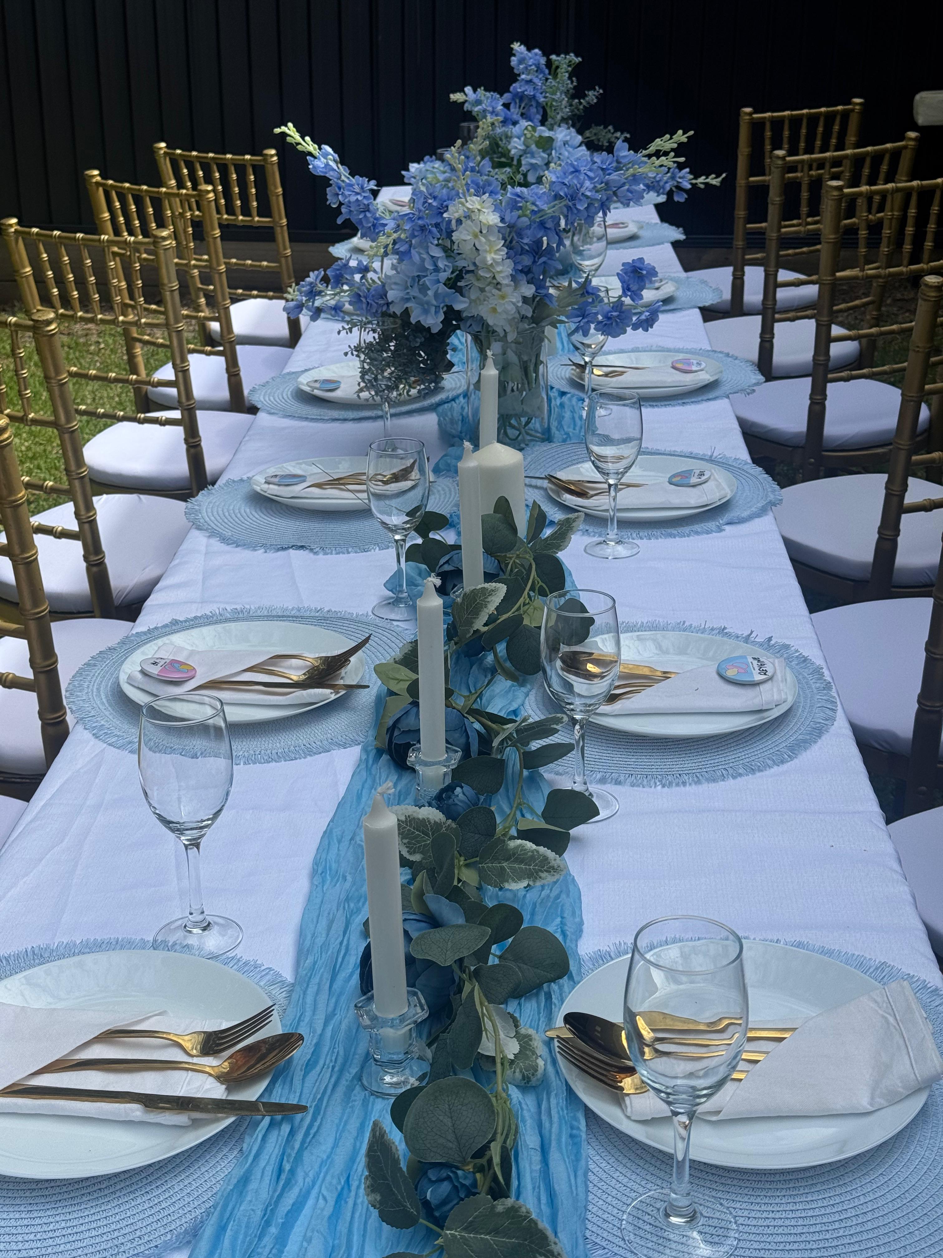 Blue themed wedding table