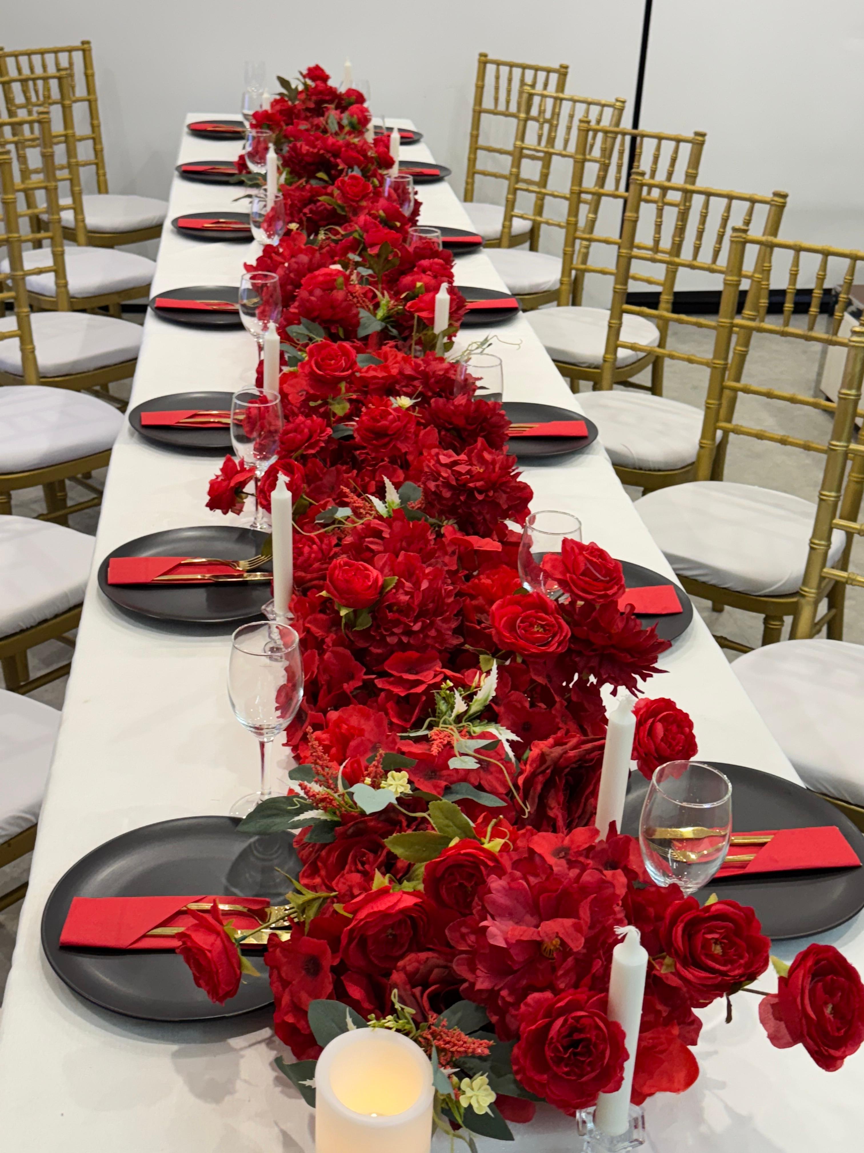 Red themed table setting